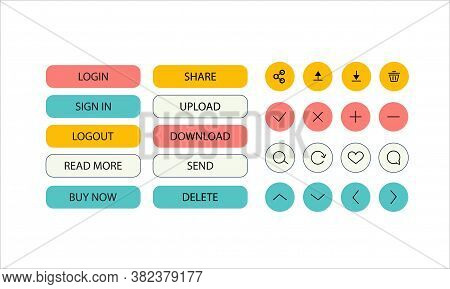 Set Of Button With Icon For Website And Applications. Vector Trendy Icons.