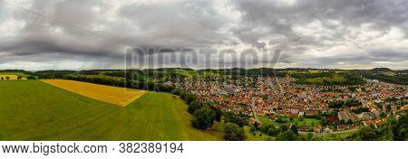 Rural Panoramic View Over The Recreation Area Of Albstadt Town At The Swabian Alb In Baden Wuerttemb