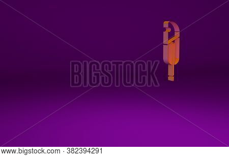 Orange Feather Pen Icon Isolated On Purple Background. Minimalism Concept. 3d Illustration 3d Render