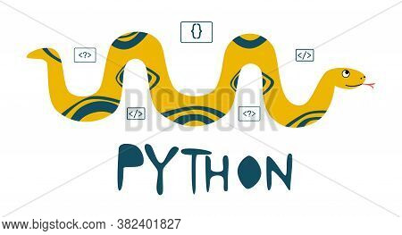 Python Code Language Sign. Programming Coding And Developing Concept. Software Development. Programm
