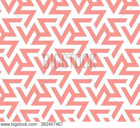 Zigzag, Crankle Coral Color Seamless Geometric Pattern. Vector Repeating Zigzag Pattern For Fabric D