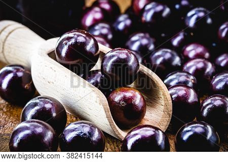 Brazilian Fruit Called Jaboticaba Or Jabuticaba, Is The Native Grape Of Brazil. Plinia Cauliflora Sp