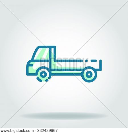 Logo Or Symbol Of Pickup Car Icon With Twotone Blue Color Style