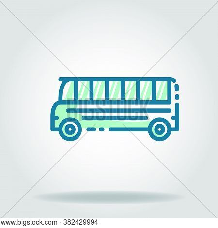 Logo Or Symbol Of School Bus Icon With Twotone Blue Color Style