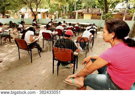 Porto Seguro, Bahia / Brazil - January 20, 2009: Public School Students Attend Class On The School P