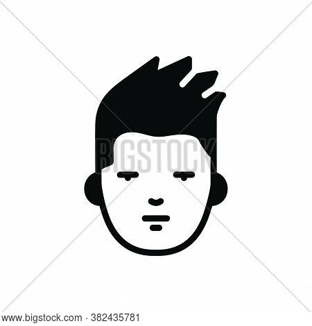 Black Solid Icon For Face Countenance Visage Mask Facade Hipster Sad Avatar Character Hair