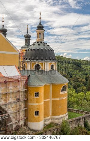 Castle Vranov Nad Dyji, Southern Moravia, View Of The Chapel Situated On Rock. Czech Republic