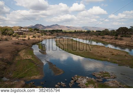 Malelane, Kruger National Park, South Africa, August 22, 2020: View From Malelane Bridge At The Entr