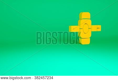 Orange Knee Pads Icon Isolated On Green Background. Extreme Sport. Skateboarding, Bicycle, Roller Sk