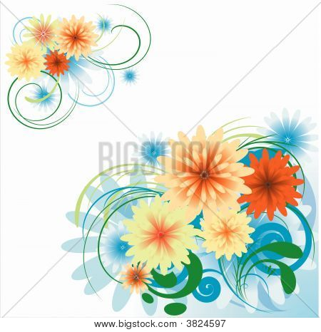 Floral designelementer, hjørne