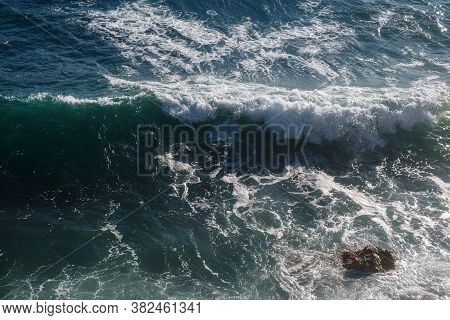 Ocean Wave Background Breaking Sea Water Rocky Shore