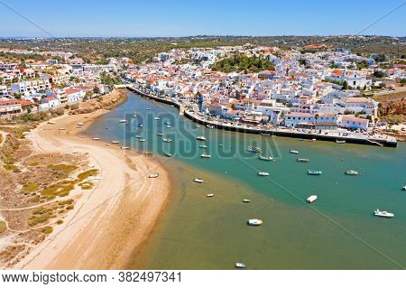 Aerial from the village Ferragudo in the Algarve Portugal
