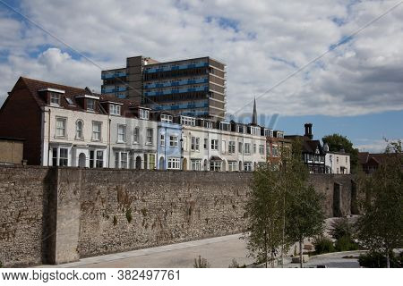 Houses On The Town Wall At West Quay In Southampton, Hampshire In The Uk, Taken On The 10th July 202
