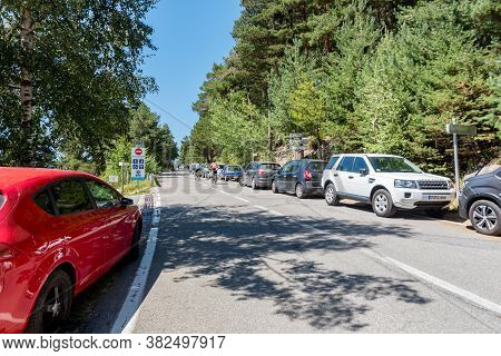 Escaldes Engodany, Andorra : 20 August 2020 : Cars Parked In The Engolasters Lake Parking In Escalde