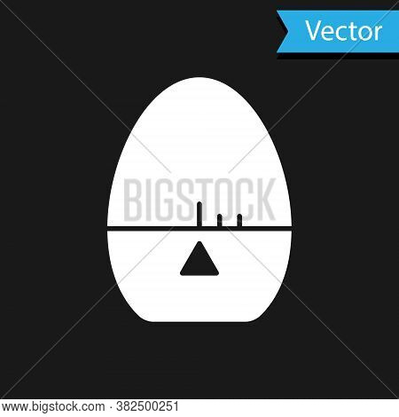 White Kitchen Timer Icon Isolated On Black Background. Egg Timer. Cooking Utensil. Vector