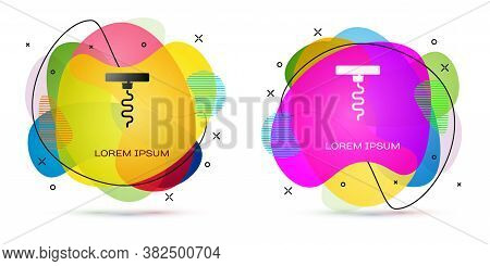 Color Wine Corkscrew Icon Isolated On White Background. Abstract Banner With Liquid Shapes. Vector