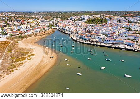 Aerial from the village Ferragudo in the Algarve Portugal