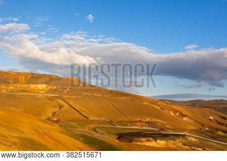 Krafla, Iceland- 24 August 2015: A View Of The Krafla Heat And Power Plant In The North-eastern Part