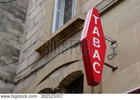 Bordeaux , Aquitaine / France - 08 16 2020 : Tabac French Shop Tobacco Sign Text And Red Logo