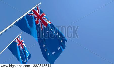 3d Rendering Of The National Flag Of Cook Islands Waving In The Wind