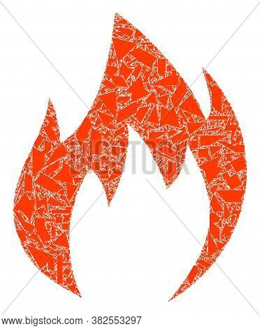 Debris Mosaic Fire Flame Icon. Fire Flame Mosaic Icon Of Debris Elements Which Have Various Sizes, A