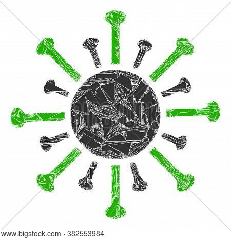 Spall Mosaic Contagious Virus Icon. Contagious Virus Collage Icon Of Fragment Elements Which Have Ra