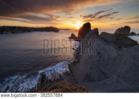 Sunset In The Urros De Liencres. Cantabria. Spain.