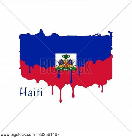 Painted Haiti Flag, Haiti Flag Paint Drips. Stock Vector Illustration Isolated On White Background