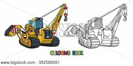 Pipe Laying Vehicle. Car With Eyes. Coloring Book