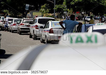 Salvador, Bahia / Brazil - December 14, 2012: Taxi Line In The City Of Salvador.