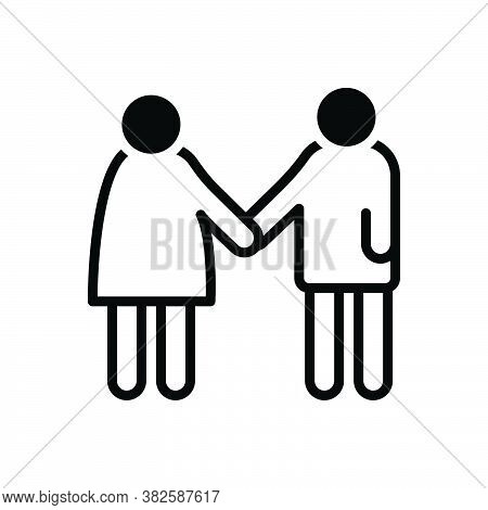 Black Solid Icon For Pair Couple Dyad Match Twin Love People Romantic Lovers Relationship