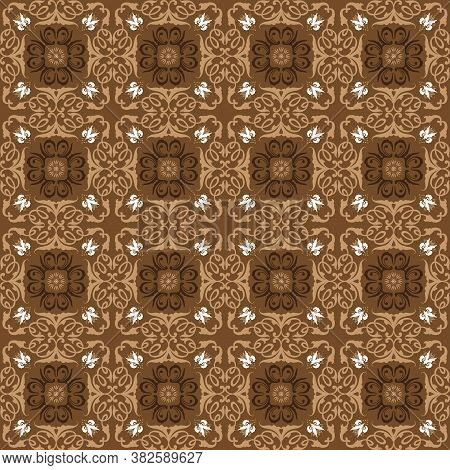 Parang Batik Motifs With Very Distinctive Flower Patterns And Brown Color Design.