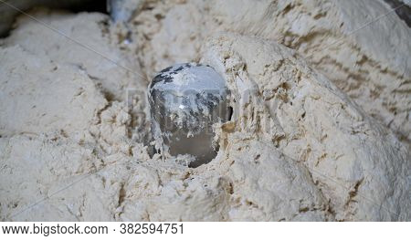 Background Image Of Flour Getting Mixed In The Flour Machine. Flour Mixing