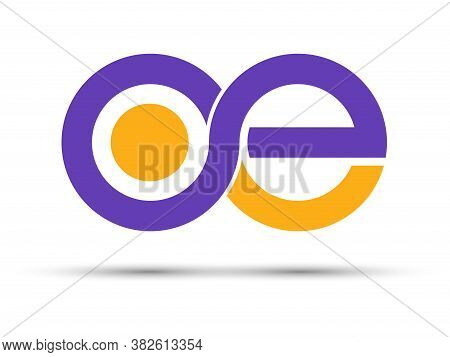Stylized Lowercase Letters O And E Are Linked By A Single Line For A Logo, Monogram, Or Monogram. Ve