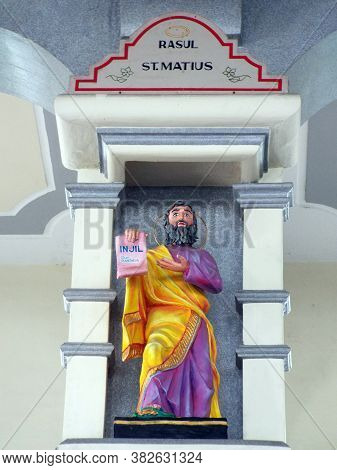 Medan, Sumatra, Indonesia, January 9, 2018: Image Of Saint Matius In The Graha Maria Annai Velangkan
