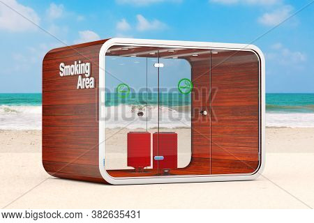 Smoking Booth. Special Room For Smokers. Smoking Area For Cigarettes, Tobacco, Vipes And E-cigarette
