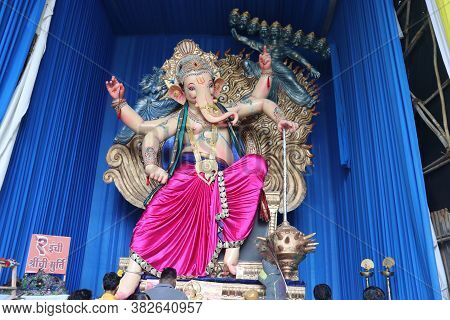 Mumbai, Maharashtra/india- June 14 2020: Small Decorative Idol Of Lord Ganesha.