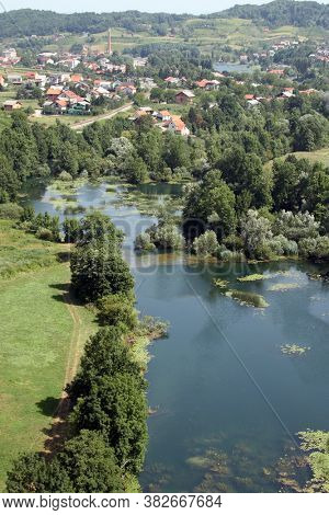 Beautiful landscape of river Mreznica in Duga Resa, Croatia
