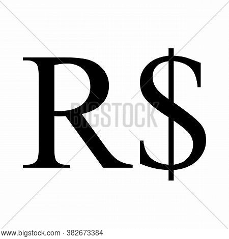 Brazil Real Currency Symbol Isolated On White Background
