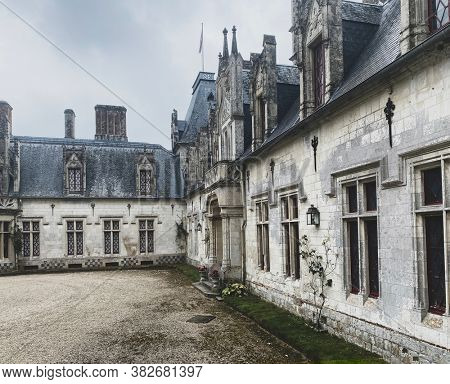 Prestigious New Gothic castle of Regniere-Ecluse in the department of Somme in France, in picardy