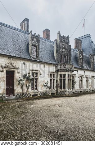 Prestigious New Gothic castle of Regniere-Ecluse in the department of Somme in France, in picardy