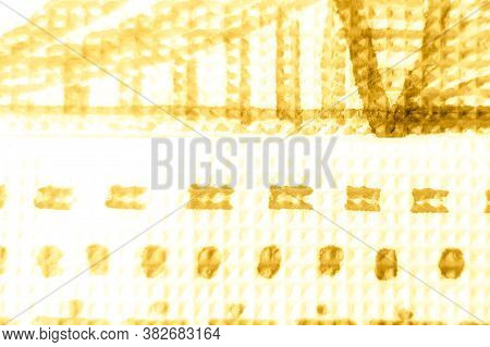 Grunge Graffiti Doodle Drawing. Ivory, Yellow Grunge Wall Image. Artistic Cover Template. Light Gold