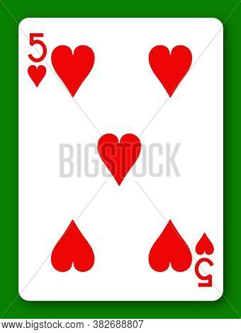 A 5 Five Of Hearts With Clipping Path To Remove Background And Shadow