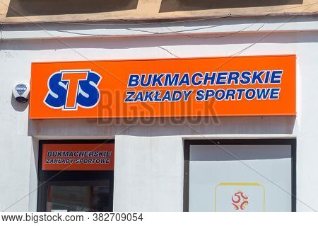 Tarnow, Poland - June 13, 2020: Logo And Sign Of Sts Sports Betting Company.