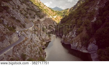 View Of Lake Of San Domenico In The Municipality Of Villalago In The Province Of Laquila. Abruzzo - 