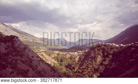Drone View Of The Mountains In The Municipality Of Villalago In The Province Of Aquila. Abruzzo - It