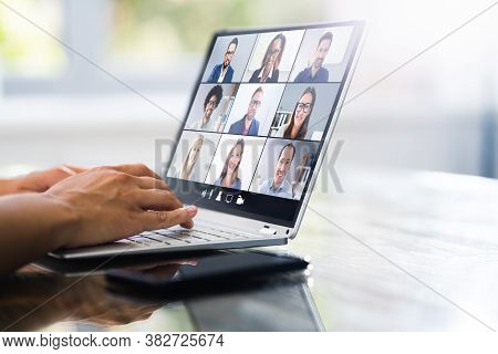 Video Conference Webinar Call. Online Work Meeting