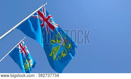 3d Rendering Of The National Flag Of Pitcairn Islands Waving In The Wind