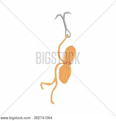 Ninja Equipment A Rope With Hook Kage Nawa, Flat Vector Illustration Isolated.