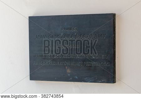 Tarnow, Poland - June 13, 2020: Plaque Commemorating Of Jan Gluszak Dagarama.